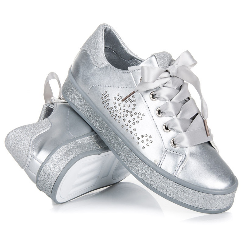 Sneakers Glitterate Con Un Nastro grigio 2