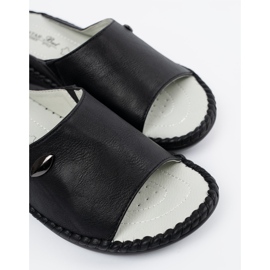 Shelvt Pantofole in pelle eco -casual nera nero 2