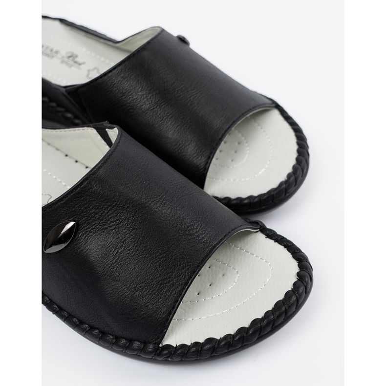 Shelvt Pantofole in pelle eco -casual nera nero 2