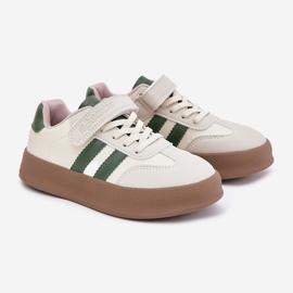 Boto Sneaker per bambini sulla piattaforma beige-verde Sopiaella 1