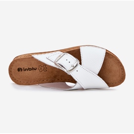 Pantofole in pelle da donna con fibbia inblu0004gu bianca bianco 2