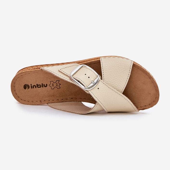 Flip in pelle femminile Flip con Inblu VO0004gu Buckle Beige 2