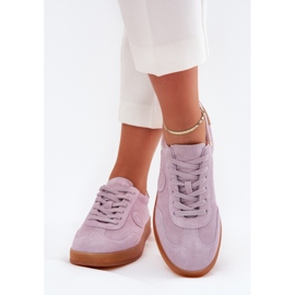 Sneakers in pelle scamosciata femminile Big Star RR274850 Sistema di viola hi-poli. 2