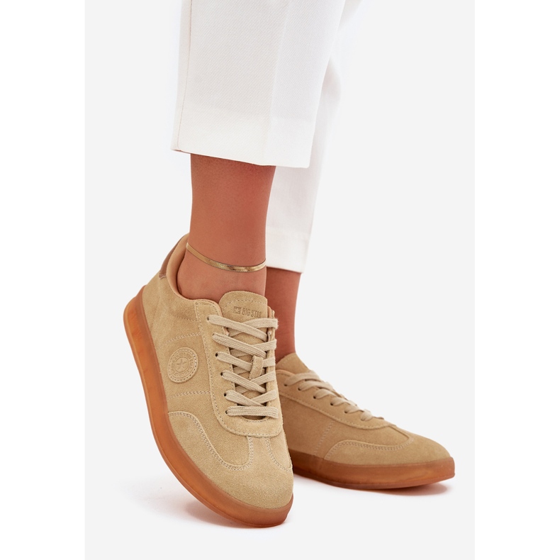 Sneakers in pelle scamosciata femminile Big Star RR274849 Sistema beige hi-poli 1