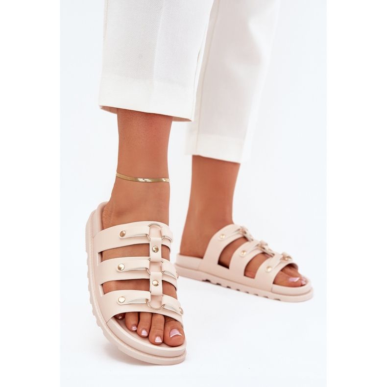 Boto Infradito da donna con strisce leggere beige pasiiela 2