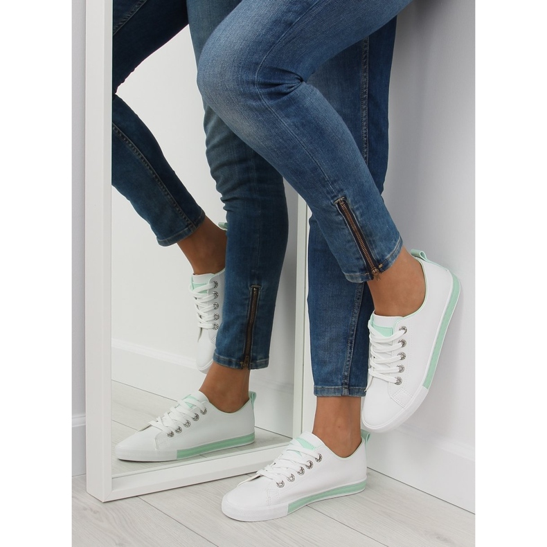 Sneakers da donna bianche A88-07 verde bianca 2