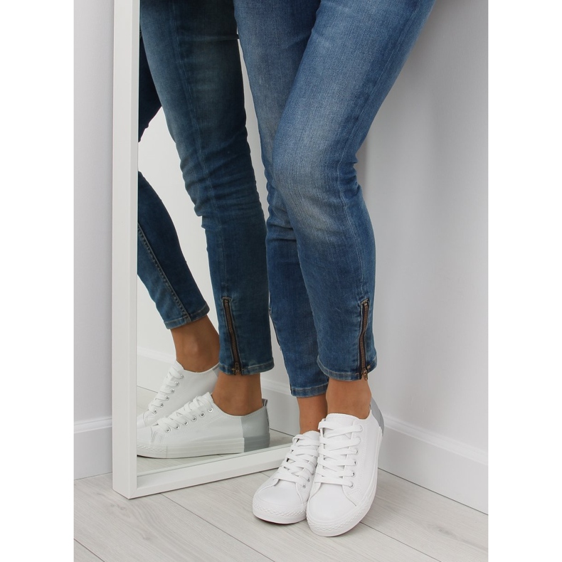 Sneakers bianche bicolore BK378 Bianco/Argento bianca 2