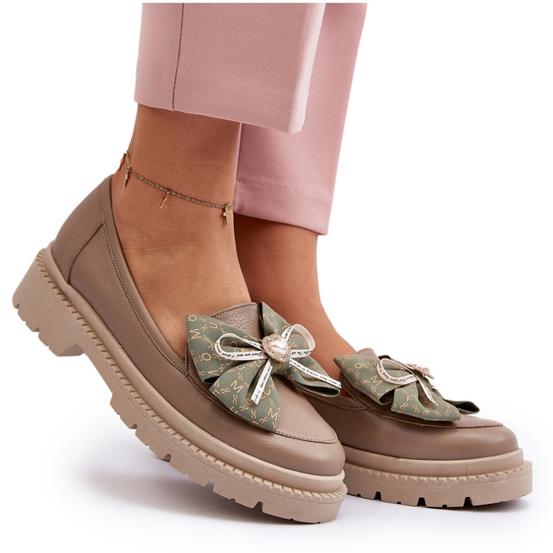 Mocassini in pelle femminile con Laura Messi 2787 Beige 4
