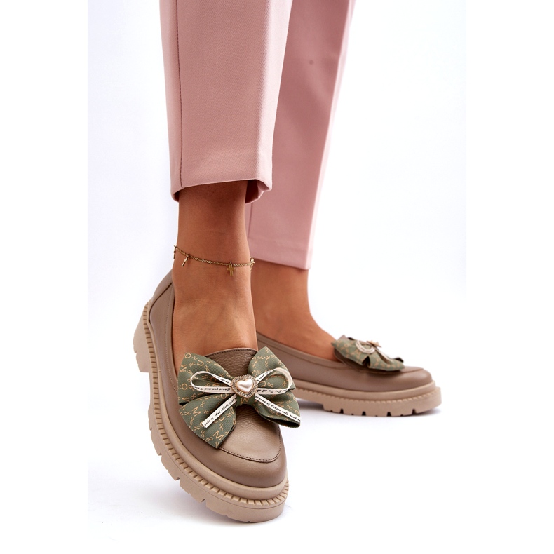 Mocassini in pelle femminile con Laura Messi 2787 Beige 2