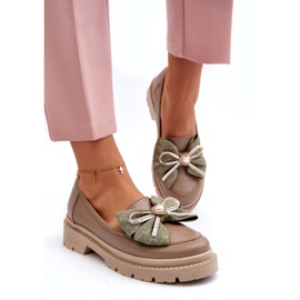 Mocassini in pelle femminile con Laura Messi 2787 Beige 3