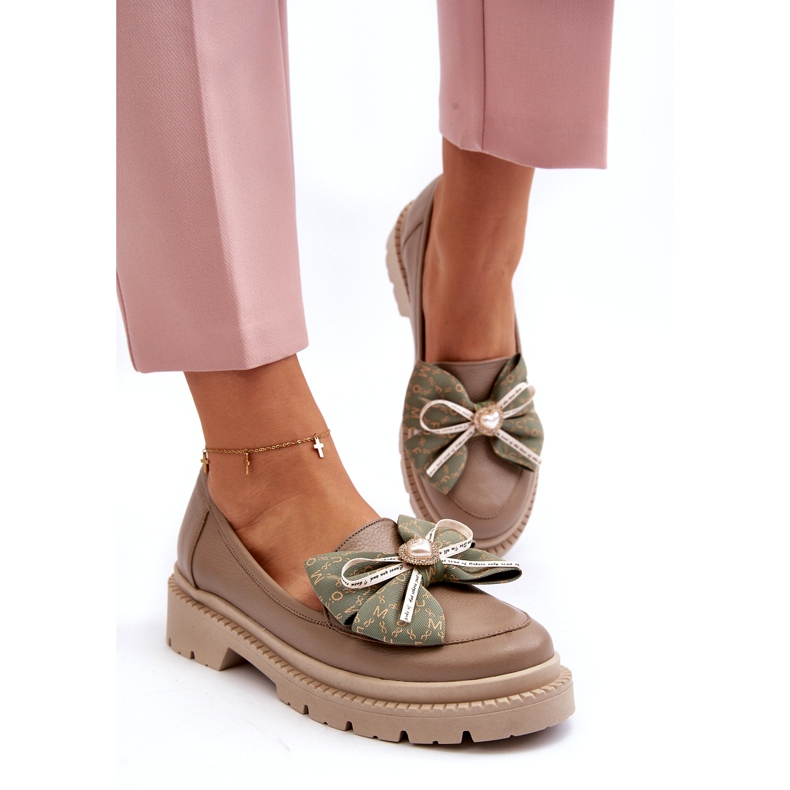 Mocassini in pelle femminile con Laura Messi 2787 Beige 3