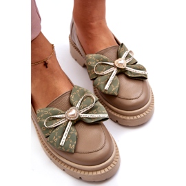 Mocassini in pelle femminile con Laura Messi 2787 Beige 1