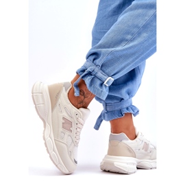 Scarpe sportive femminili con mesh beige 2