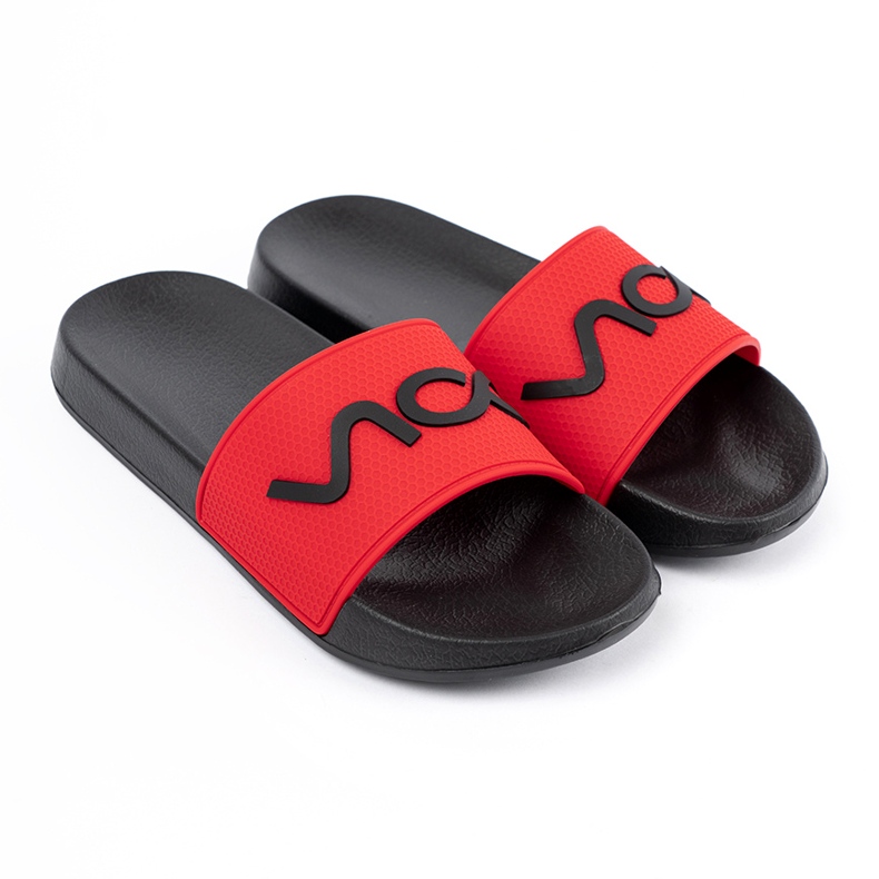 Shelvt Flip-flop nero e rosso con l'iscrizione 1