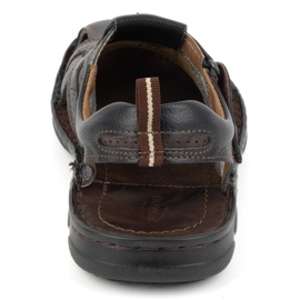 KOMODO Sandali da uomo in pelle con velcro 523K, neri nero 5