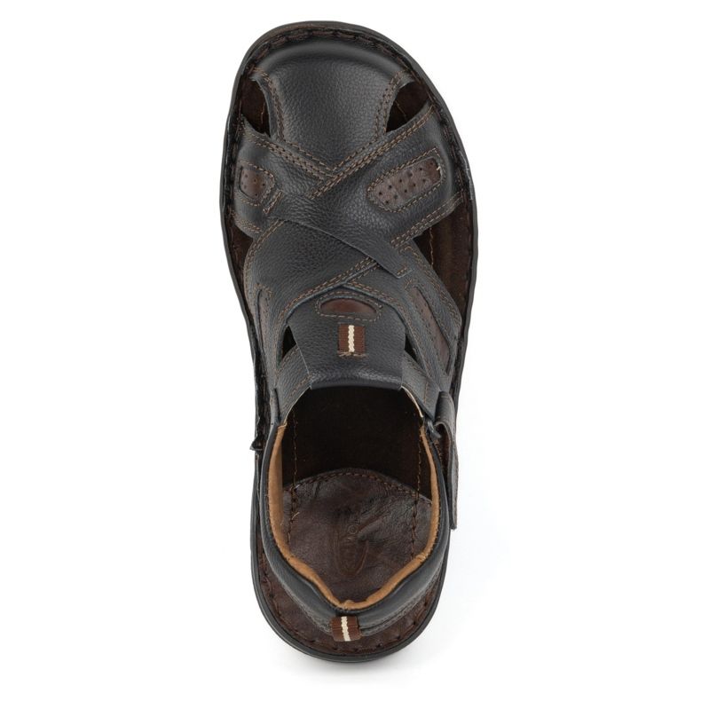 KOMODO Sandali da uomo in pelle con velcro 523K, neri nero 4