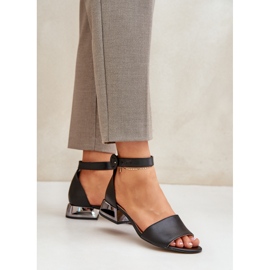 Sandali In Pelle Con Tacco Argento Laura Messi 2143 Nero 1