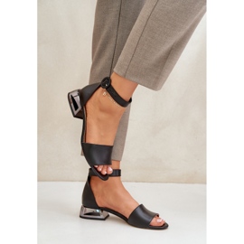 Sandali In Pelle Con Tacco Argento Laura Messi 2143 Nero 3