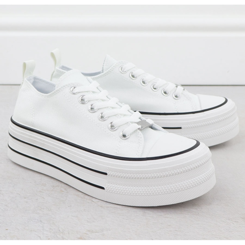 Sneaker basse sulla piattaforma White News 9156 bianca 2