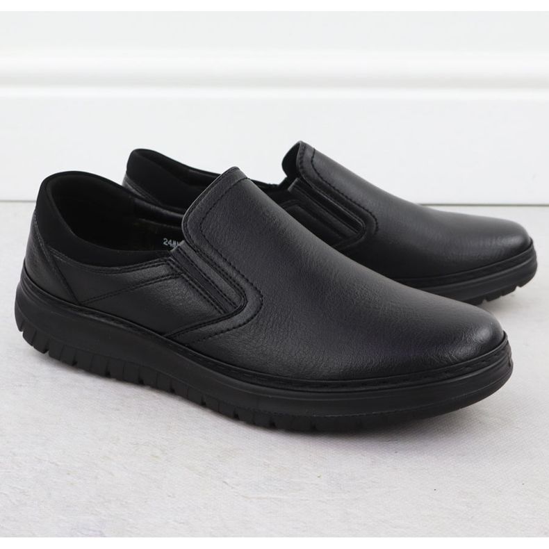 Scarpe da uomo Elegante Black Sliding Black UNISOFT 7155 1