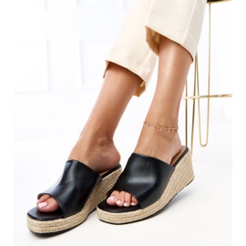 Black Espadrilles Flip -Flops sul cuneo Felicity beige 1