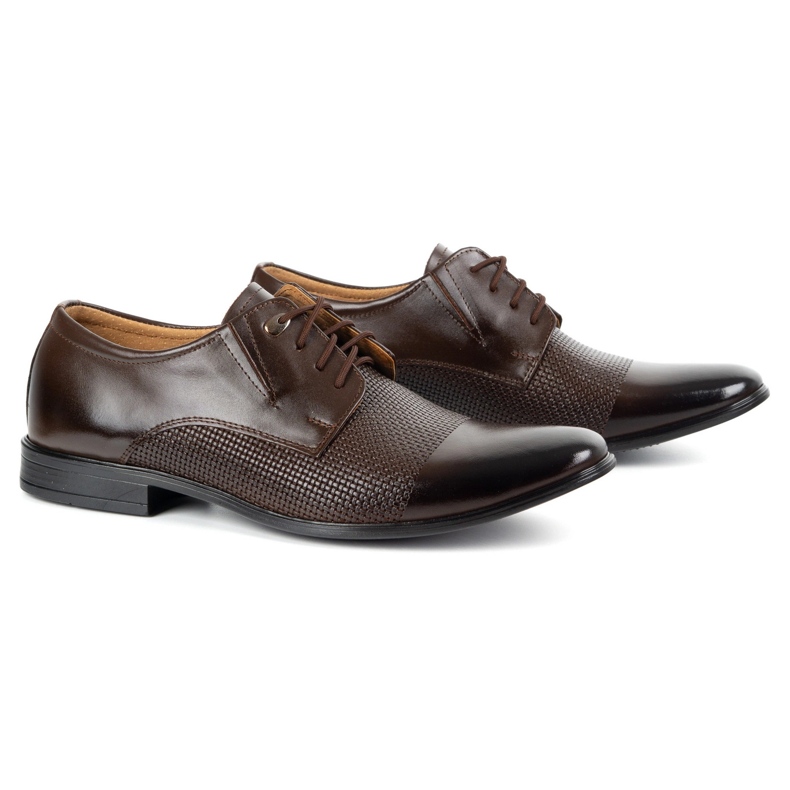 Olivier Eleganti scarpe in pelle maschile 302t3 marrone scuro 2