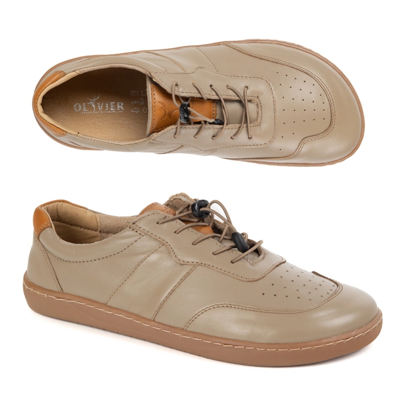 Olivier Scarpe a piedi nudi femminile in pelle minimalista ampia cappuccino aria beige 1