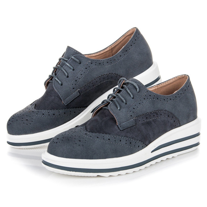 Vices Scarpe stringate in pelle scamosciata grigio 1