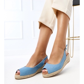 Sandali blu espadrile sul cuneo di Nevarz 2