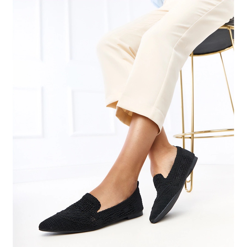 Black Openwork Women's Ballerinas Gerania nero 2