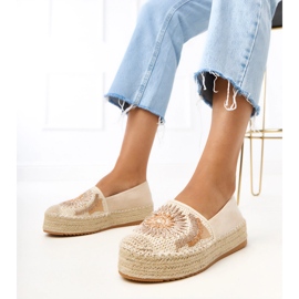 Beige Espadrilles con ricamo sulla piattaforma Lorin 1