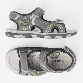 Shelvt Sandali in velcro grigio per ragazzi 2