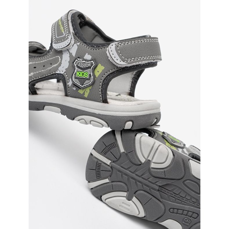 Shelvt Sandali in velcro grigio per ragazzi 1