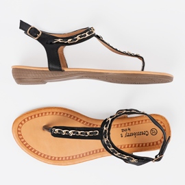 Shelvt Sandali con una catena decorativa piatta nero 1