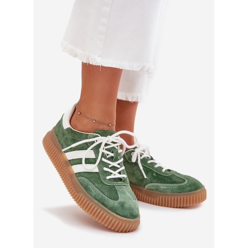 Boto Sneaker in pelle scamosciata femminile sulla piattaforma verde Venera 1