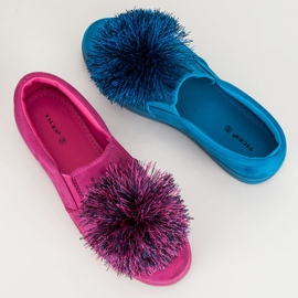 Vices Slipons in camoscio con nappina blu 1