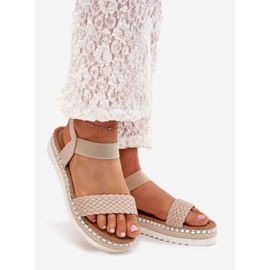 Boto Sandali femminili con treccia sulla piattaforma decorata beige velara 1