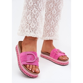 Boto Pantofole da donna sulla piattaforma con un ornamento di Fuchsia Daphira rosa 2