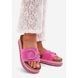 Boto Pantofole da donna sulla piattaforma con un ornamento di Fuchsia Daphira rosa 1
