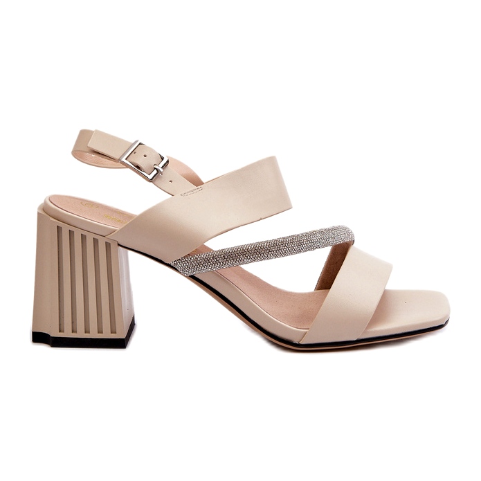 S.Barski Eleganti sandali femminili sul post beige D&amp;A MR38-549 4
