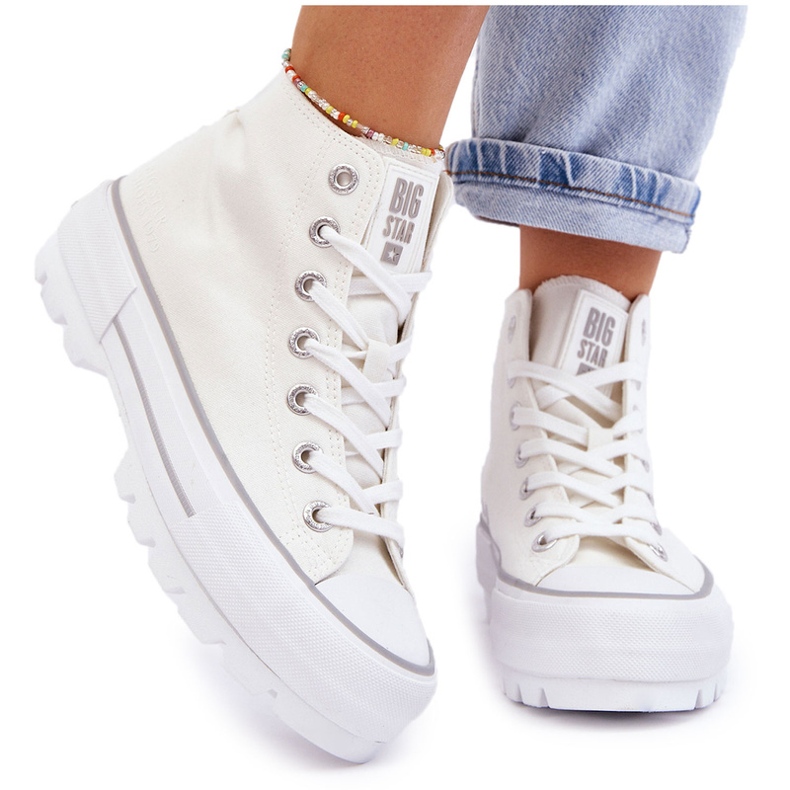 Sneaker femminili sulla piattaforma bianca Big Star LL274156 4