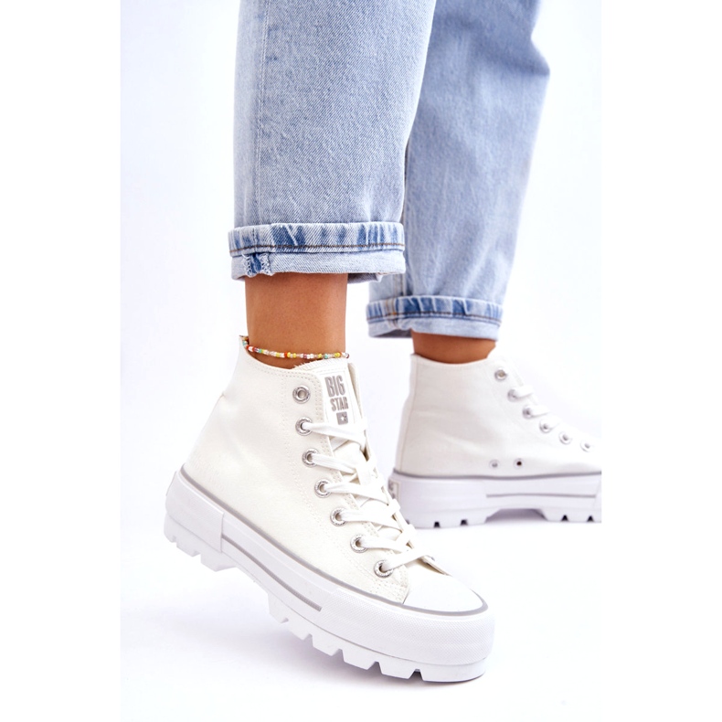 Sneaker femminili sulla piattaforma bianca Big Star LL274156 1