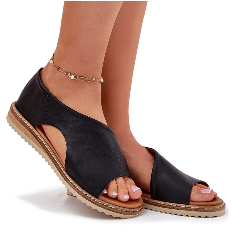 Sandali in pelle femminile artiker 46c1016 nero 4