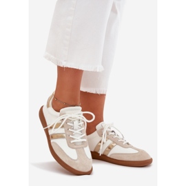Boto Sneaker bianche e dorate da donna in pelle bassa Ismina bianca 1