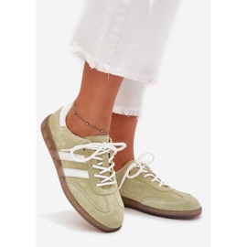 Boto Sneakers in pelle bassa Ismina da donna verde 1