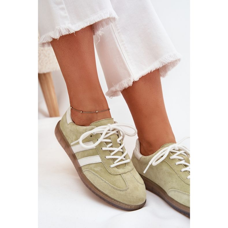 Boto Sneakers in pelle bassa Ismina da donna verde 2