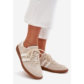 Boto Sneaker da donna in pelle bassa beige ismina 1