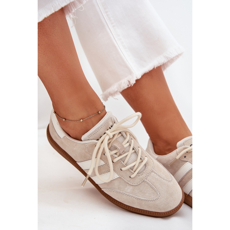 Boto Sneaker da donna in pelle bassa beige ismina 2
