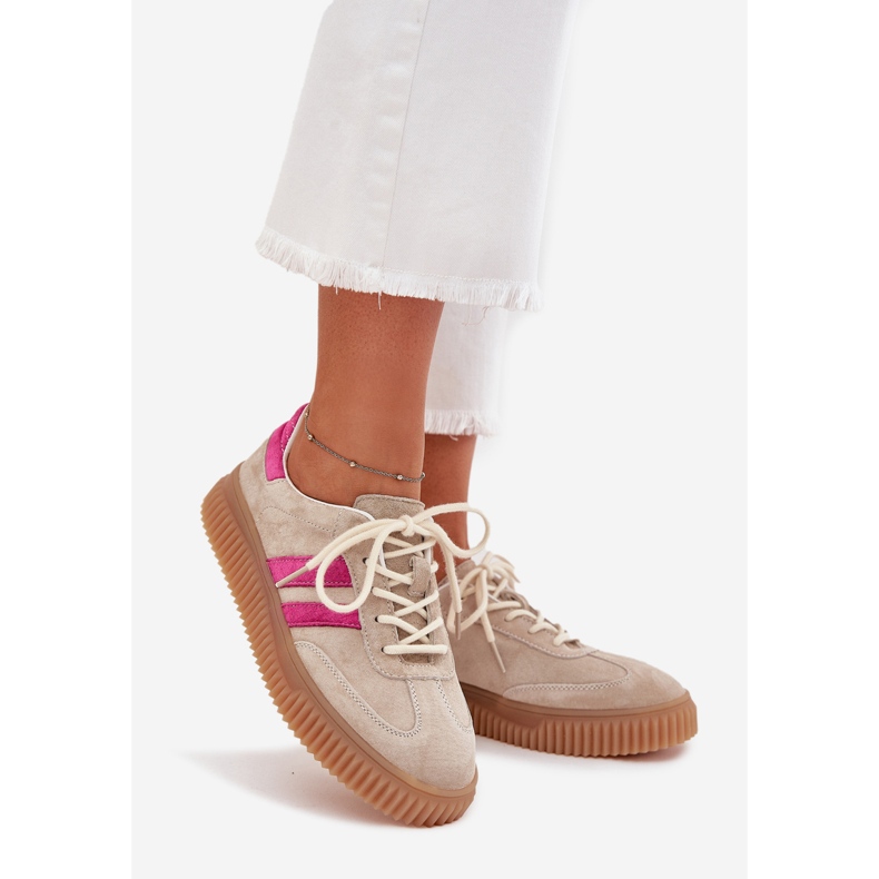 Boto Sneaker in pelle scamosciata femminile sulla piattaforma Cavira beige rosa 1
