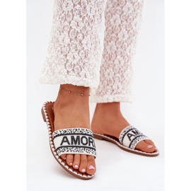 Boto Flip da donna a ruote piatte con Avelina Aveina Decoration bianca 2